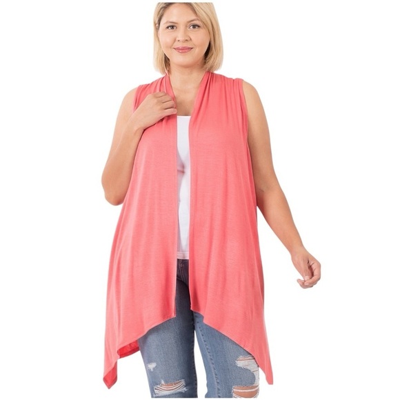 New! Plus Size Sleeveless Desert Rose Drape Vest Sizes 1X 2X 3X - Picture 1 of 3